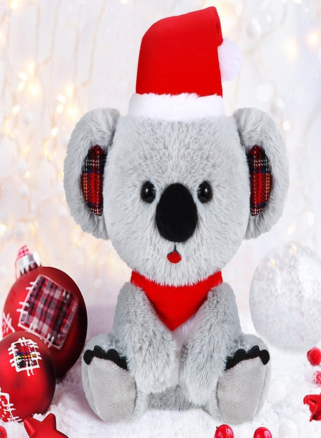 Threan 8 Inch Christmas Stuffed Animal Christmas Plush Doll with Santa Hat for Holiday Decoration Winter Gifts(Koalas Style) - Image 1
